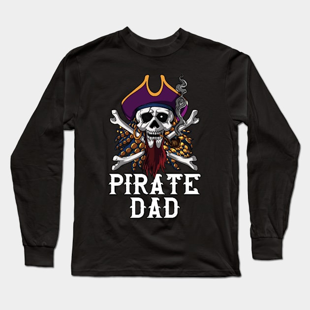 Pirate Dad Skull Crossbones Long Sleeve T-Shirt by underheaven